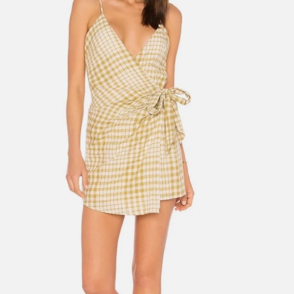 Free People Green Gingham Wrap Dress | NWT - Picture 7 of 7
